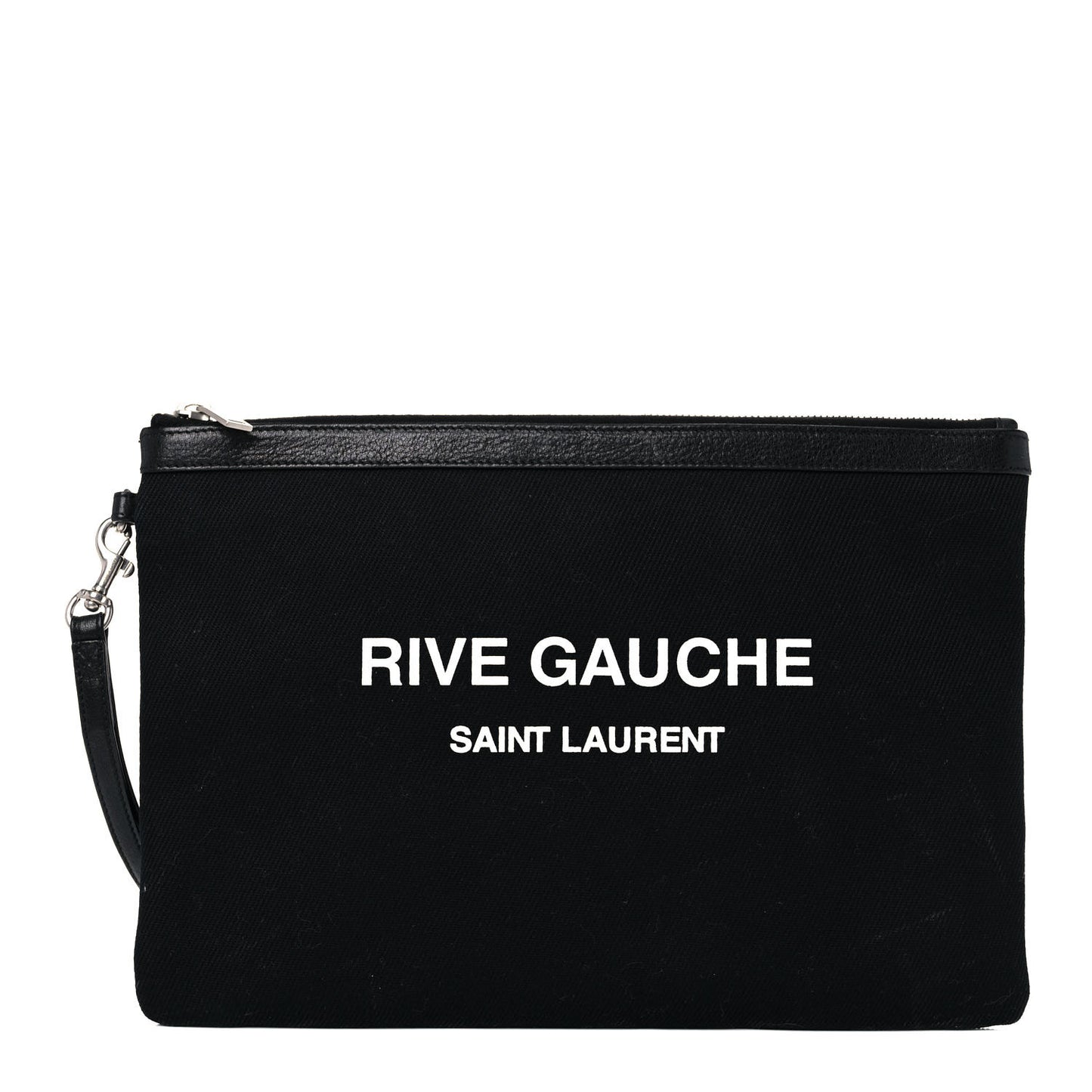 Linen Canvas Rive Gouche Zipped Pouch Black