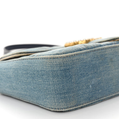 Gucci Denim Matelasse Mini Pearly GG Marmont Shoulder Bag Blue 9 of 11
