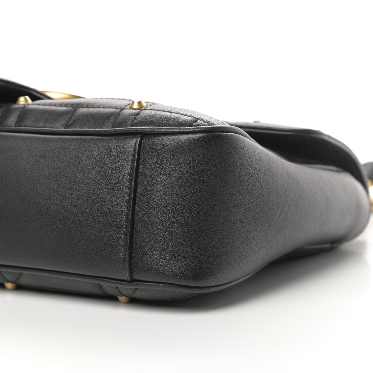 Gucci Calfskin Matelasse Studded Medium GG Marmont Shoulder Bag Black 10 of 12