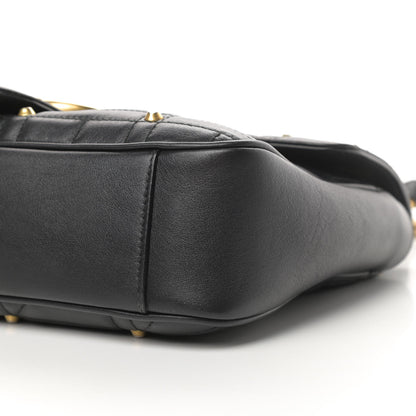Gucci Calfskin Matelasse Studded Medium GG Marmont Shoulder Bag Black 10 of 12