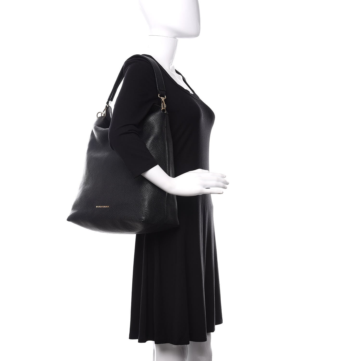 Burberry Grainy Calfskin Medium Hobo Black 2 of 11