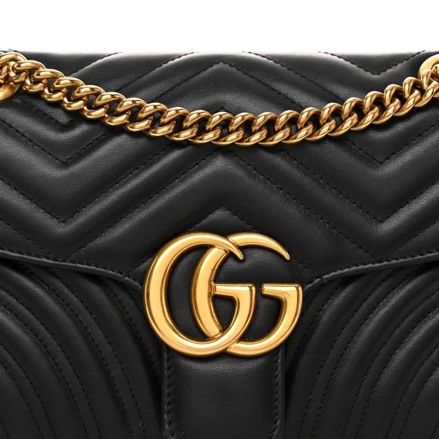 Gucci Calfskin Matelasse Small GG Marmont Shoulder Bag Black 8 of 11