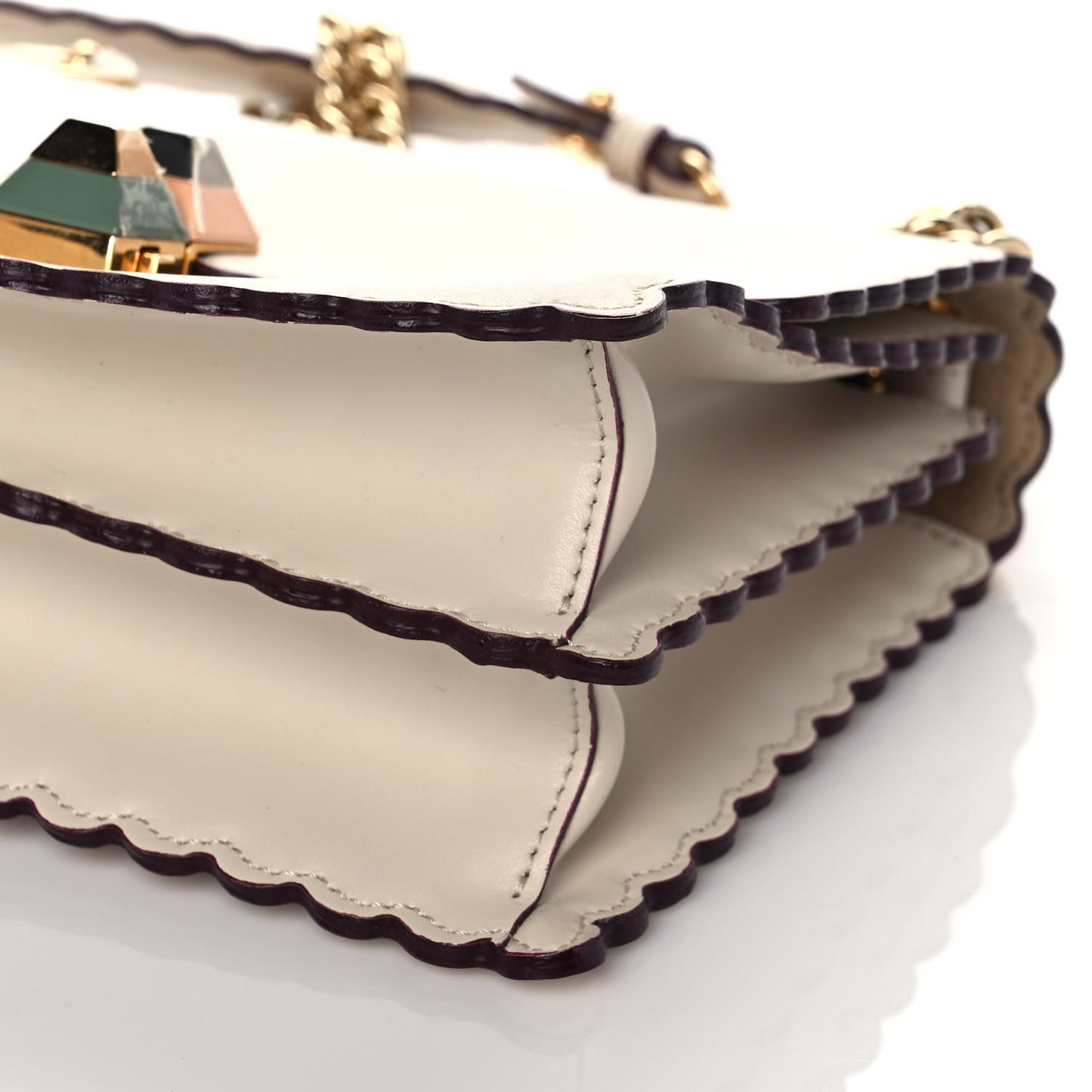 Vitello Liberty Scalloped Studded Small Kan I Shoulder Bag Camelia