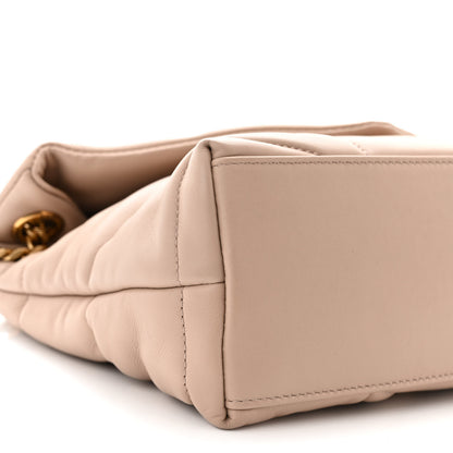 Saint Laurent Lambskin Quilted Small Loulou Puffer Monogram Chain Satchel Dark Beige 9 of 10