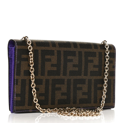 Fendi Zucca Spalmati Chain Clutch Tobacco Purple 2 of 11