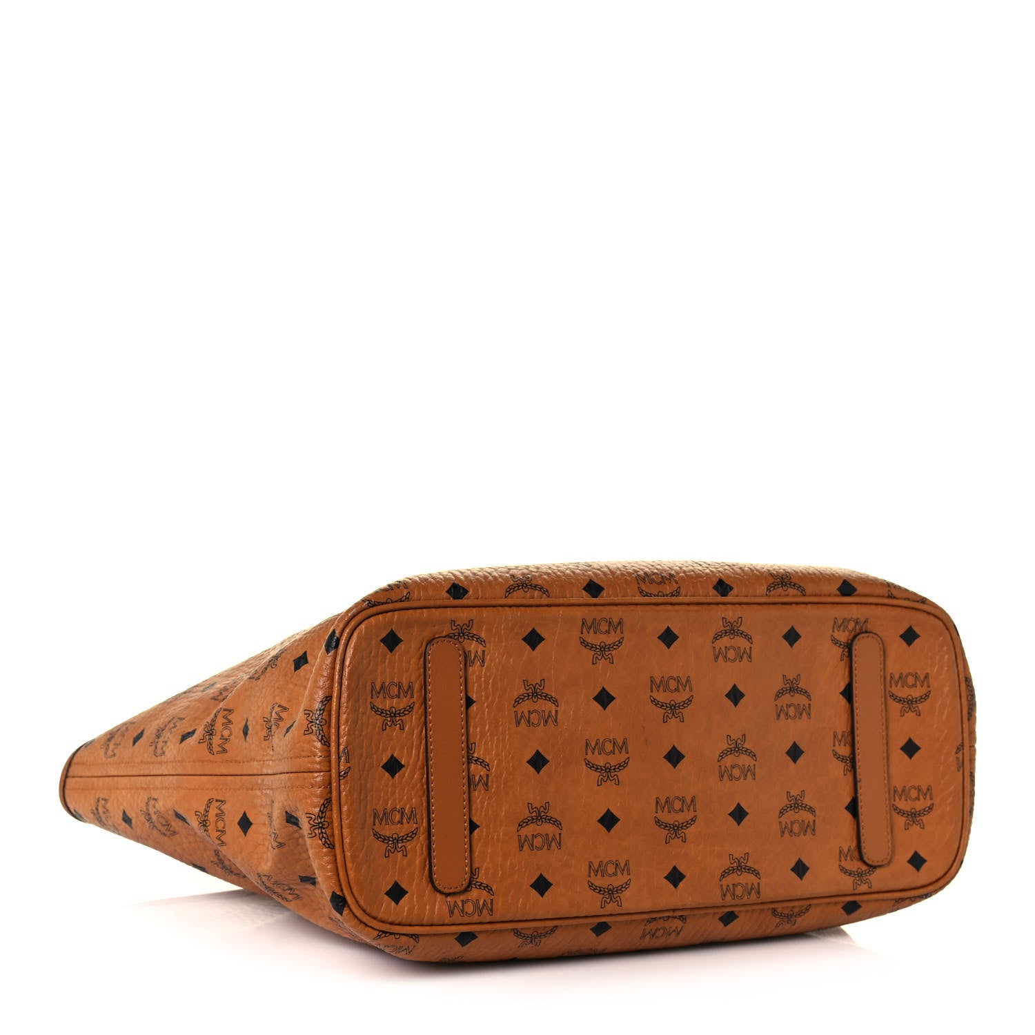 MCM Visetos Medium Anya Top Zip Shopper Tote Cognac 4 of 13
