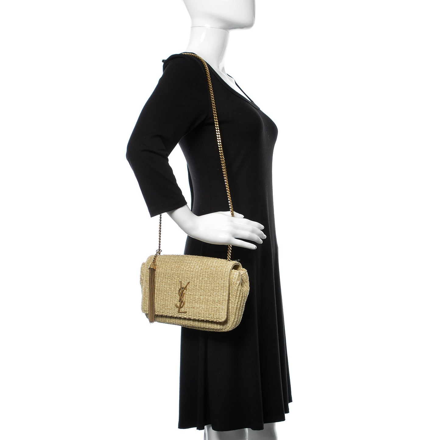 Raffia Medium Monogram Kate Satchel Naturale