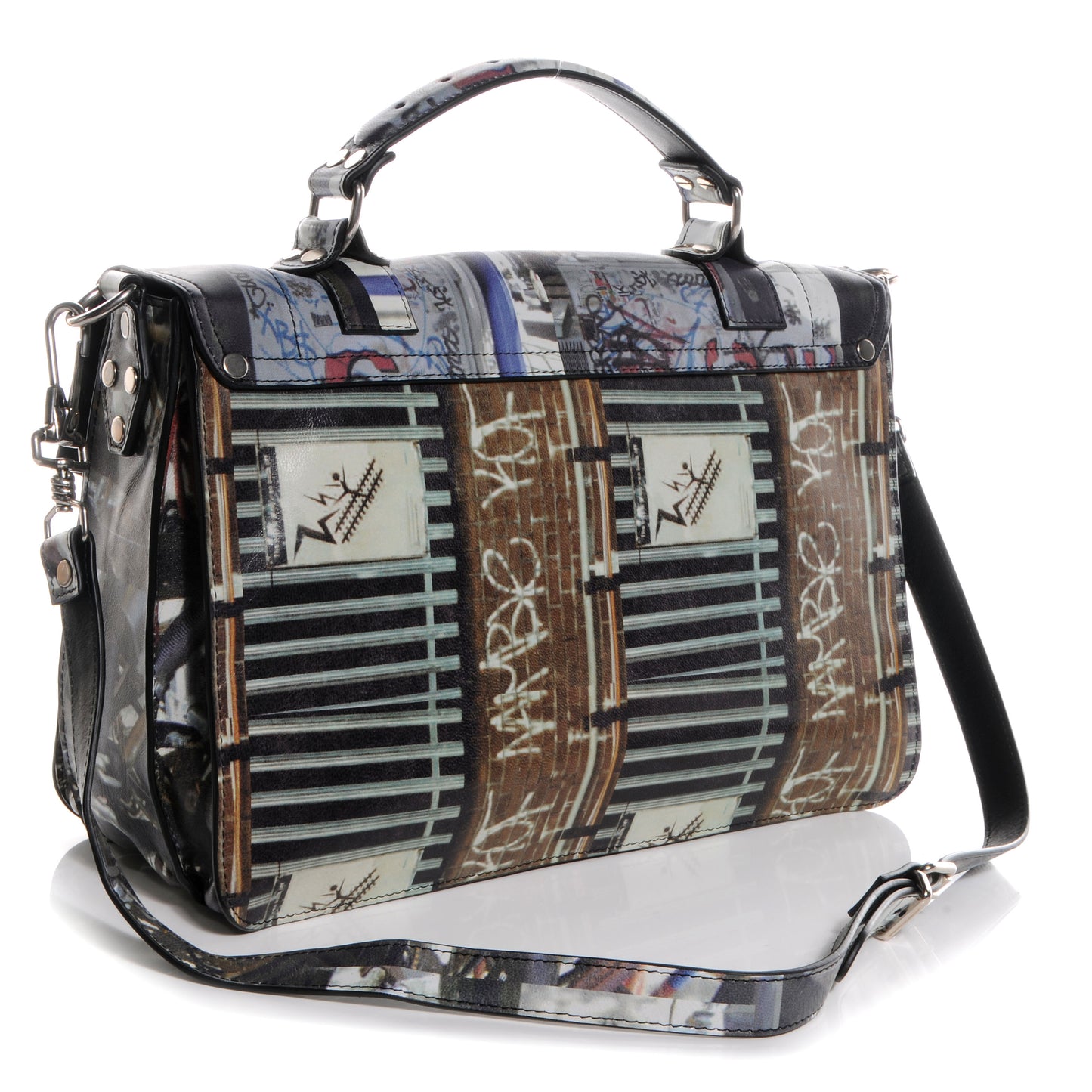 Leather PS1 Medium Gotham Print Satchel