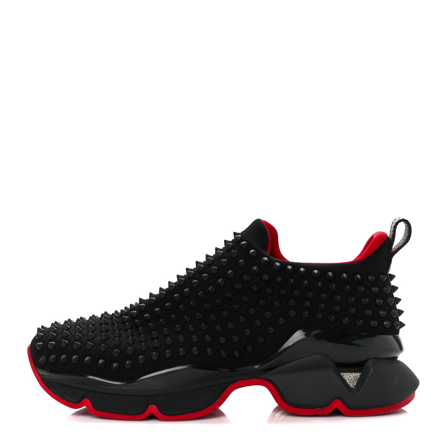 Christian Louboutin Neoprene Mens Spike Sock Flat Sneakers 42 Black 1 of 9