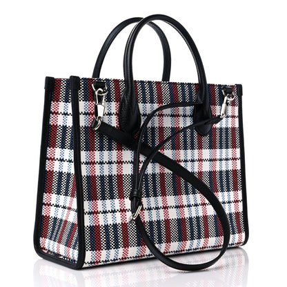 Gucci Canvas Plaid ICCUG Embroidered Small Tote Bag Black White Red Blue Smile Yellow 3 of 10