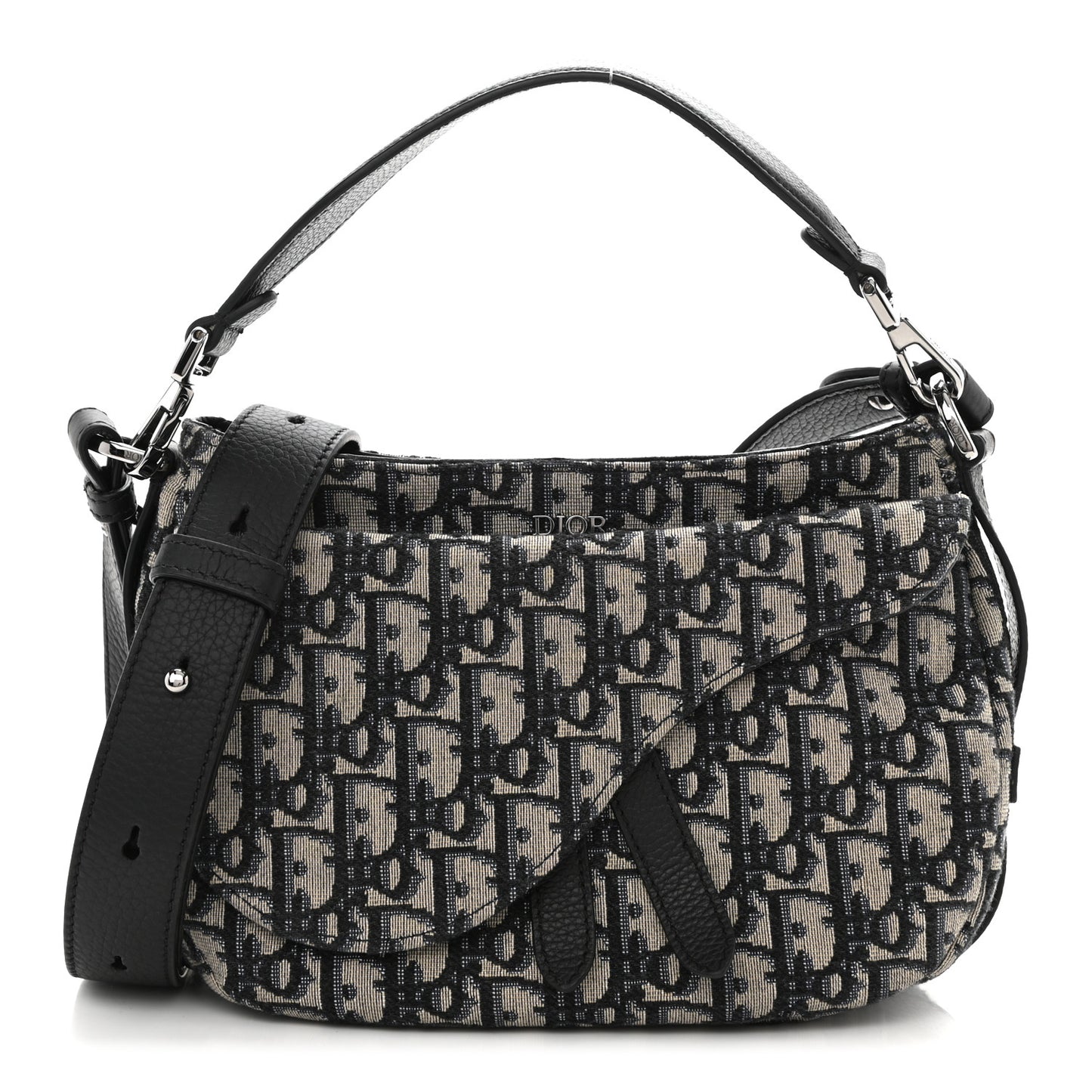 Oblique Mini Soft Saddle Bag Beige Black