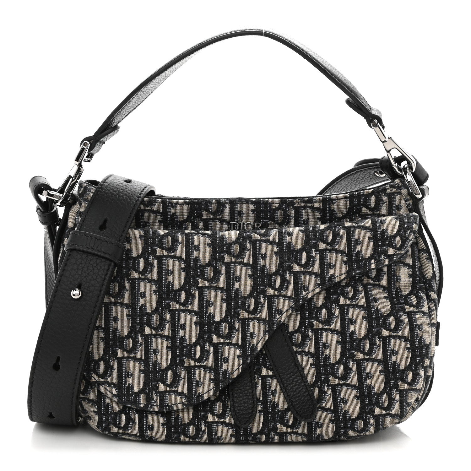 Christian Dior Oblique Mini Soft Saddle Bag Beige Black 1 of 11