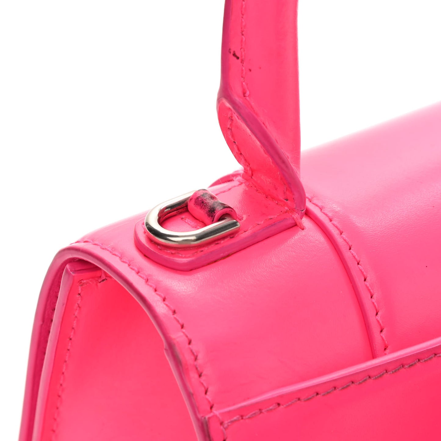 Shiny Box Calfskin Hourglass Top Handle Bag XS Hot Pink
