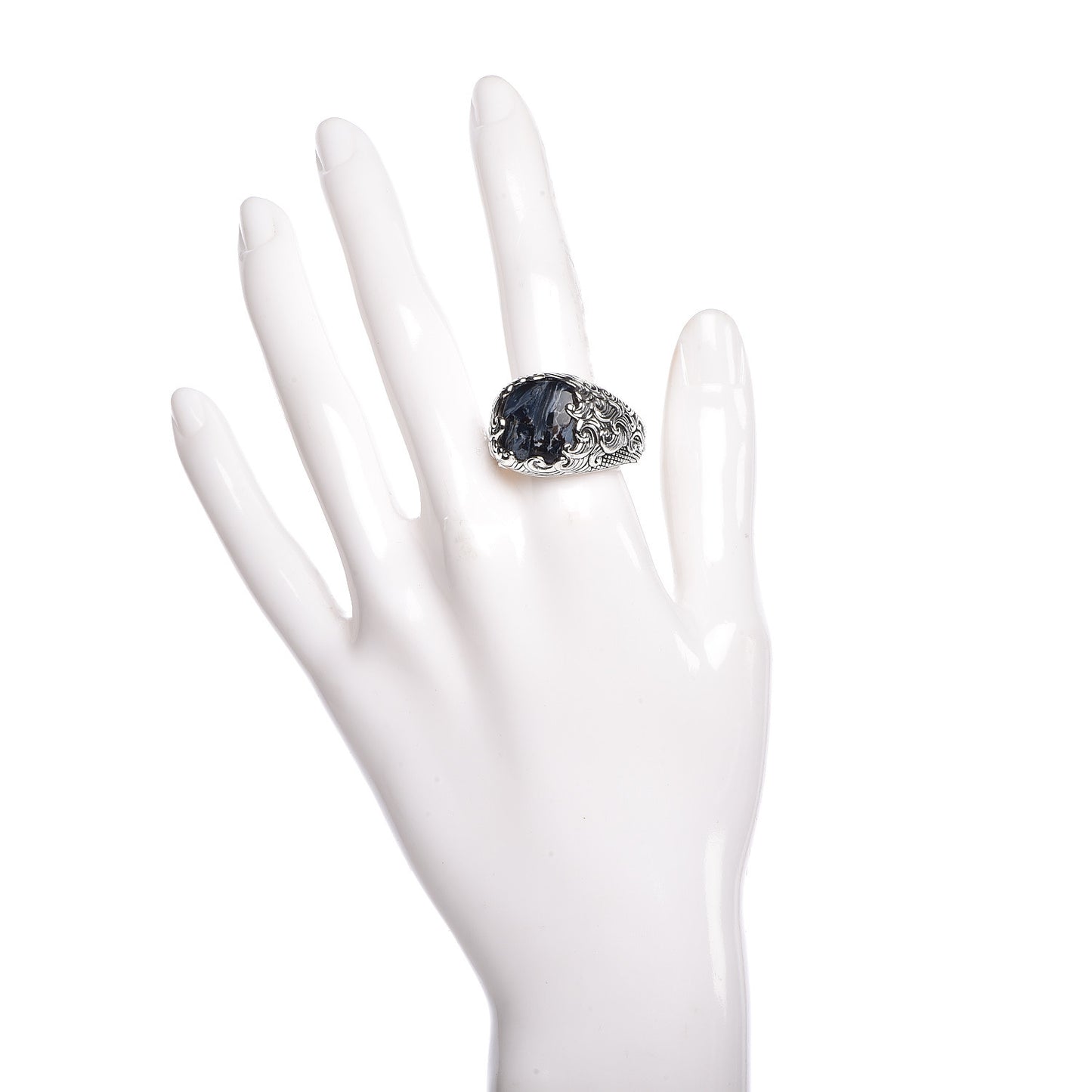 Men's Sterling Silver Pietersite Waves Signet Ring 65 11