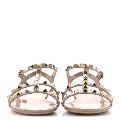 Valentino Garavani PVC Jelly Rockstud Caged Sandals 38 Poudre 3 of 11