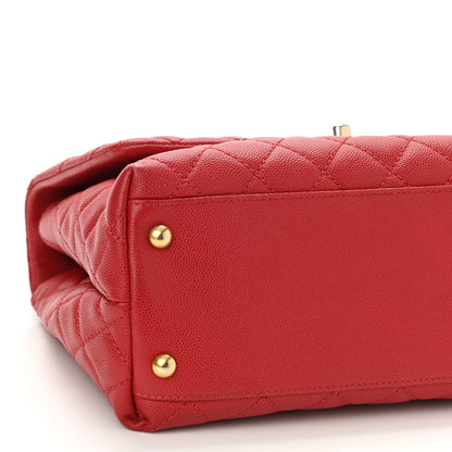 Chanel Caviar Quilted Small Coco Handle Flap Red 9 of 12