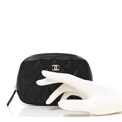 Chanel Caviar Quilted Small Curvy Pouch Cosmetic Case Black 2 of 9