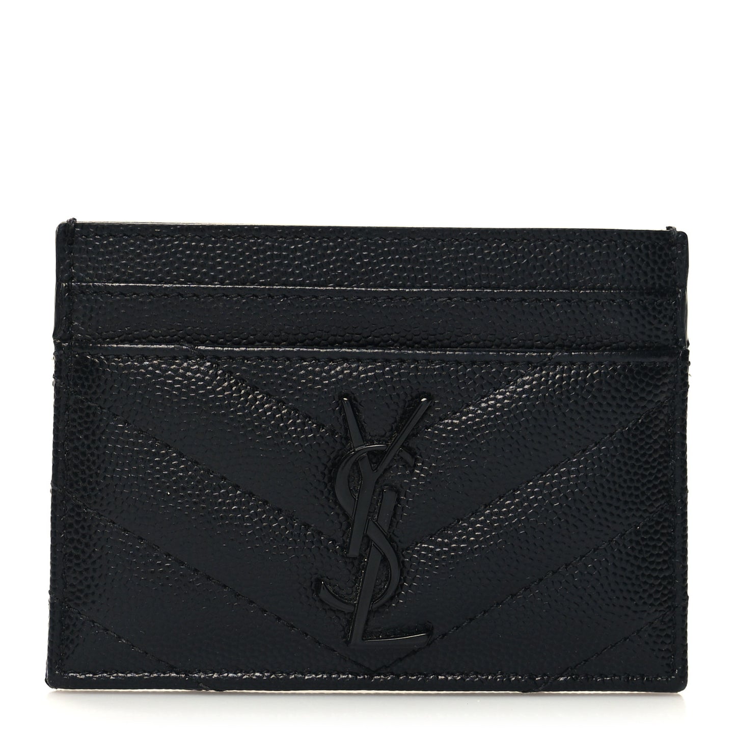Grain De Poudre Matelasse Chevron Monochrome Monogram Credit Card Case Black