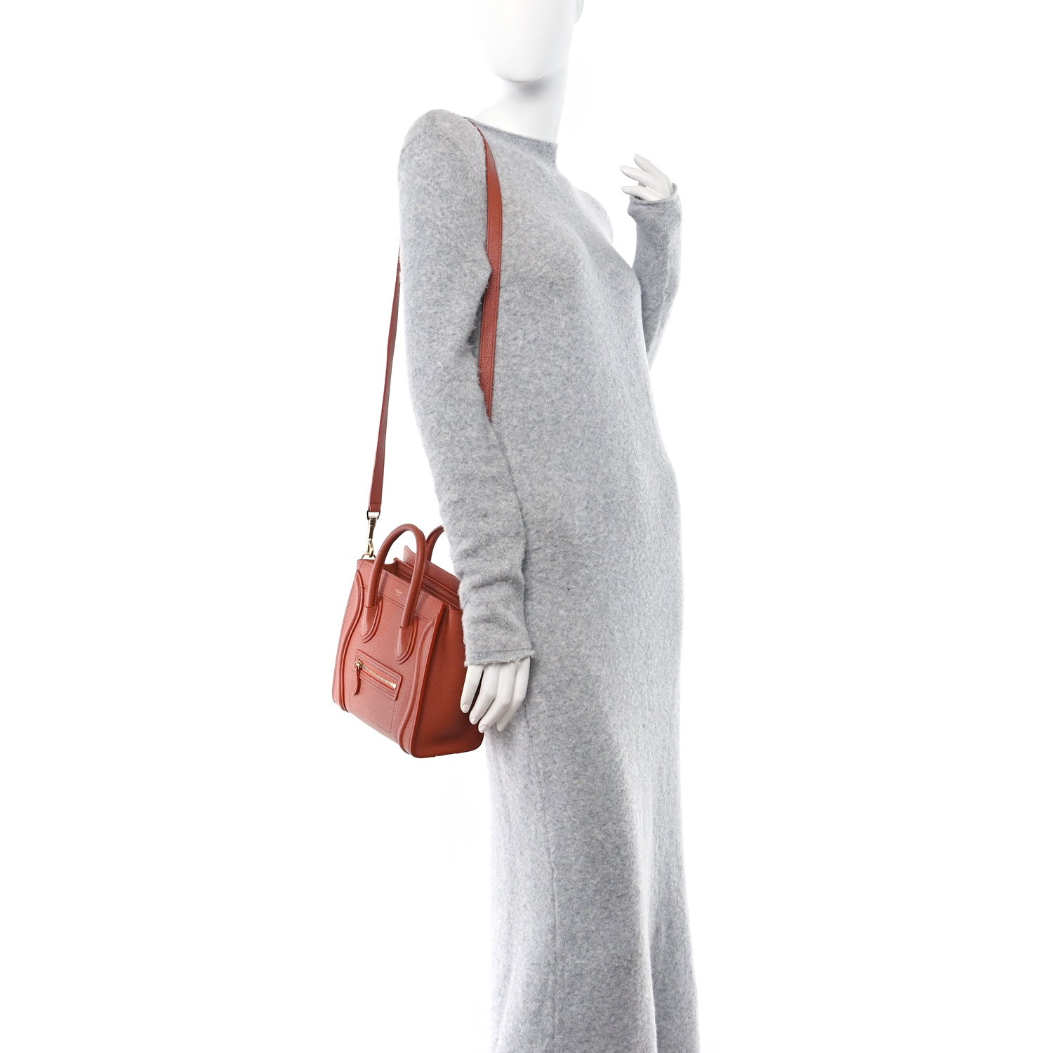 Celine Drummed Calfskin Nano Luggage Lychee 2 of 10