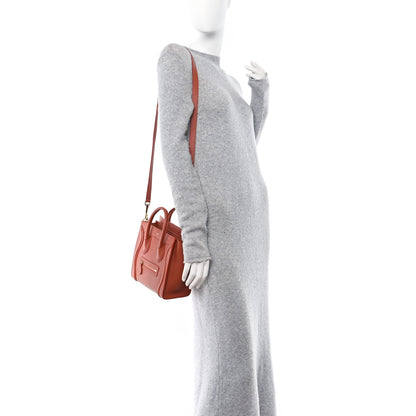 Celine Drummed Calfskin Nano Luggage Lychee 2 of 10