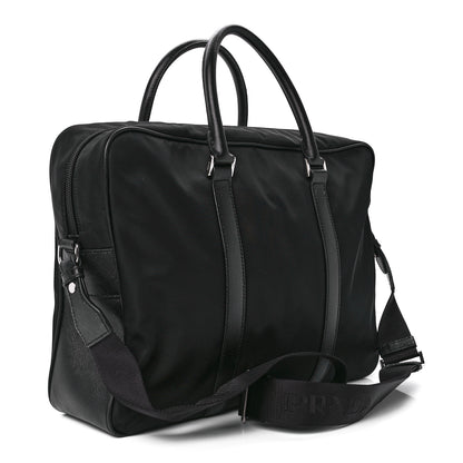 Prada Tessuto Nylon Saffiano Metal Triangle Logo Work Bag Black 3 of 12