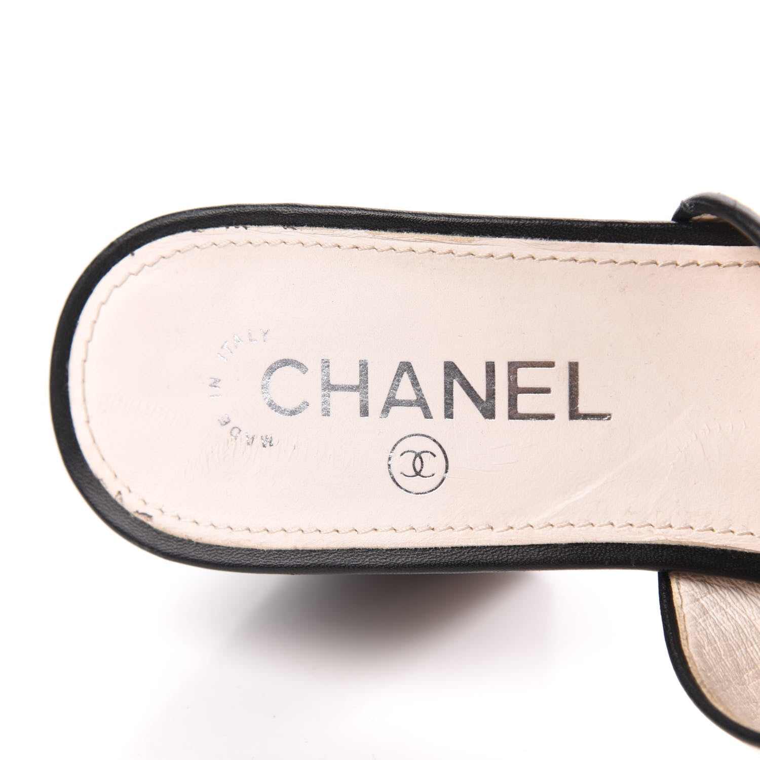 Chanel Calfskin CC Turnlock Sandals 38.5 Beige Black 6 of 8