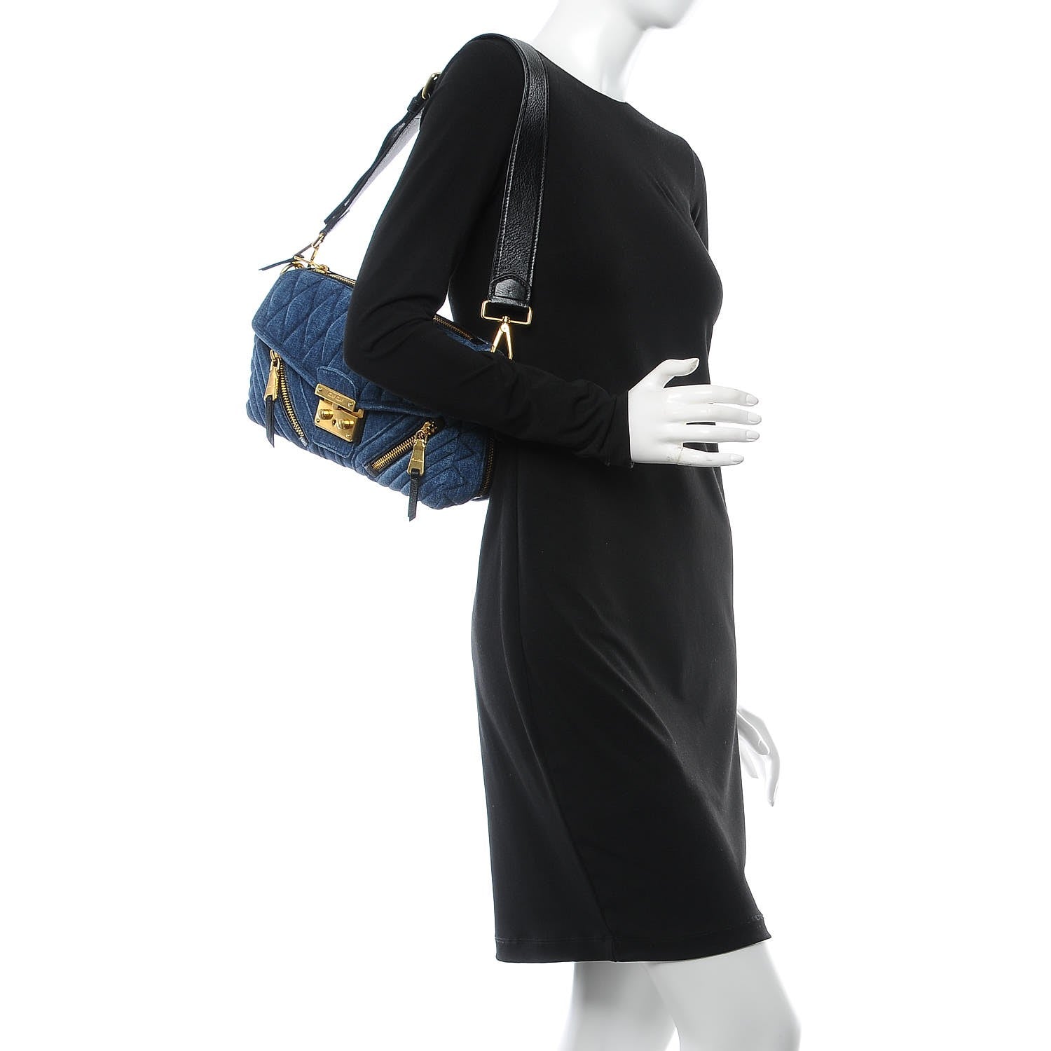 Miu Miu Denim Matelasse Biker Shoulder Bag Avio 2 of 6