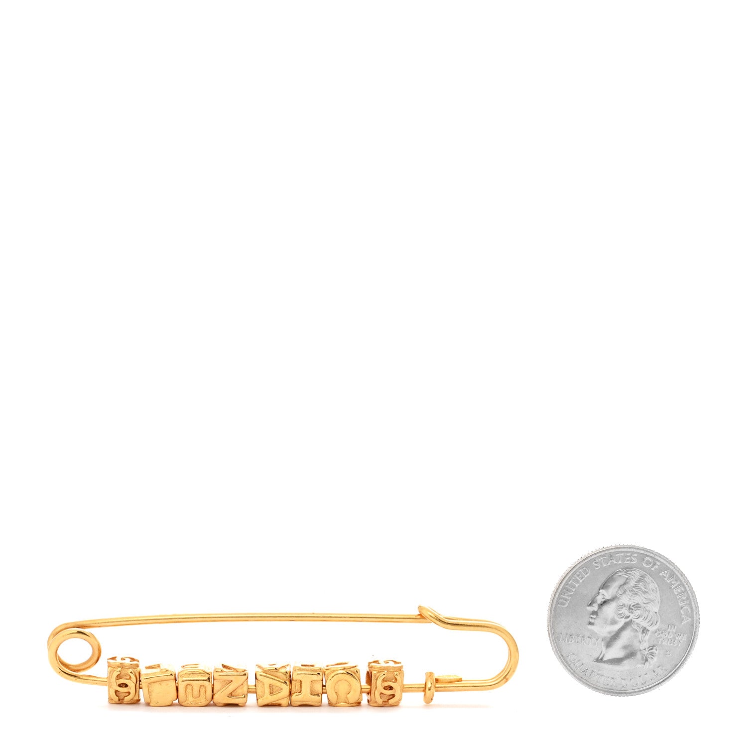 Chanel Metal Safety Pin Brooch Gold 2 of 4