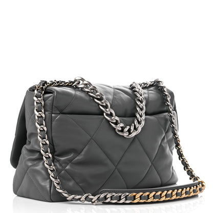 Chanel Lambskin Quilted Maxi Chanel 19 Flap Dark Grey 3 of 9
