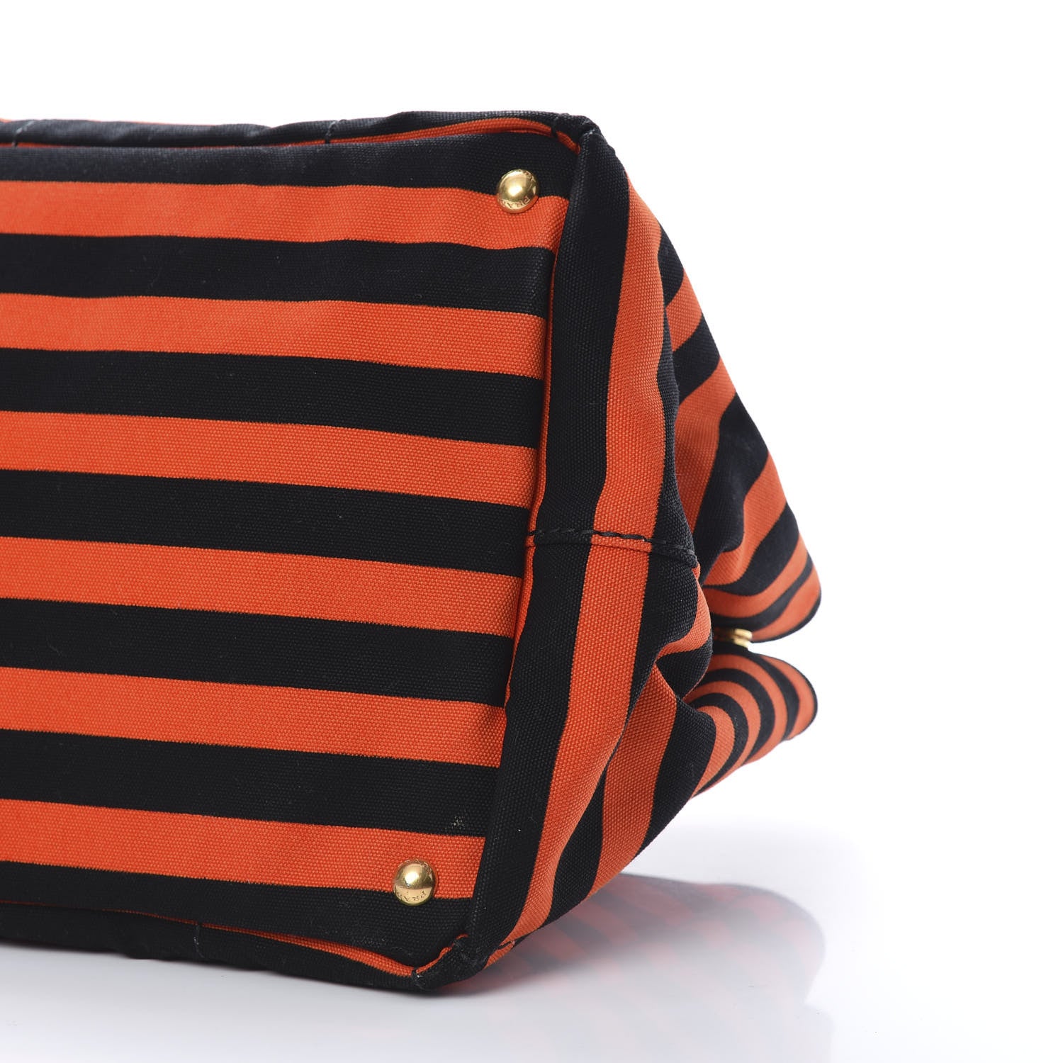 Prada Canapa Striped Tote Arancio 9 of 10
