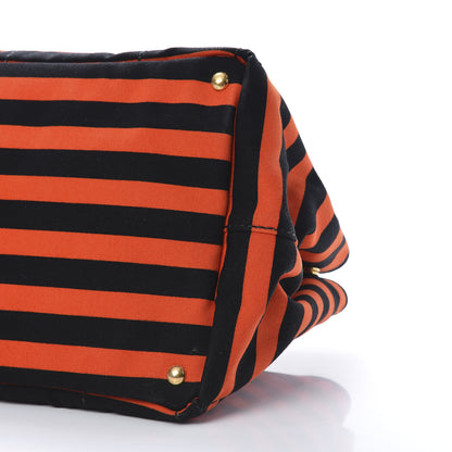 Prada Canapa Striped Tote Arancio 9 of 10