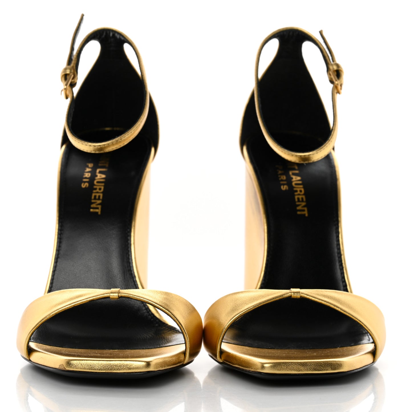 Calfskin Dare 105 Open Toe Platform Sandals 36.5 Gold