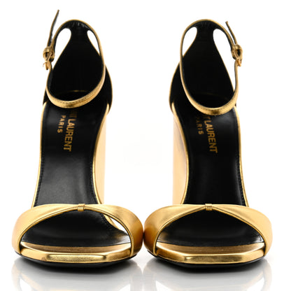 Saint Laurent Calfskin Dare 105 Open Toe Platform Sandals 36.5 Gold 2 of 9