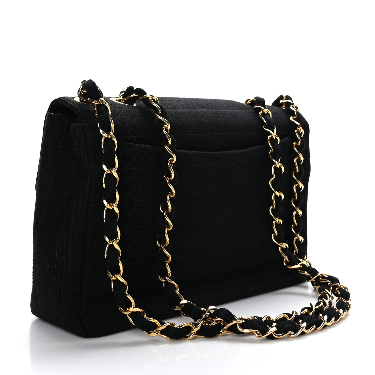 Jersey Horizontal Quilted Jumbo Single Flap Black