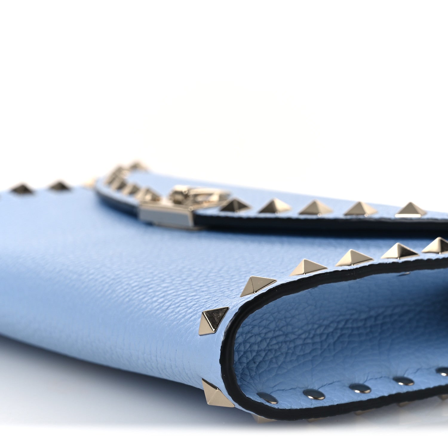 Valentino Garavani Grainy Calfskin Rockstud Flip Lock Wallet With