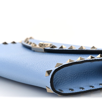 Valentino Garavani Grainy Calfskin Rockstud Flip Lock Wallet With Chain Popeline Blue 10 of 11