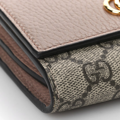 Gucci Dollar Calfskin GG Supreme Monogram Medium GG Marmont Card Case Porcelain Rose Beige Ebony 7 of 9