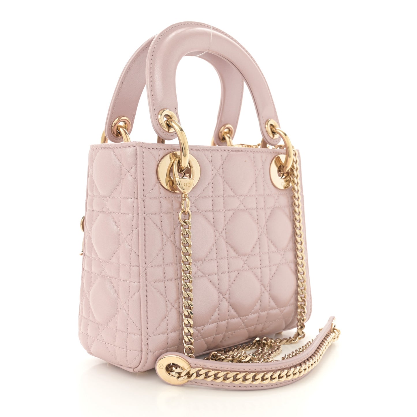 Metallic Lambskin Cannage Mini Lady Dior Lotus