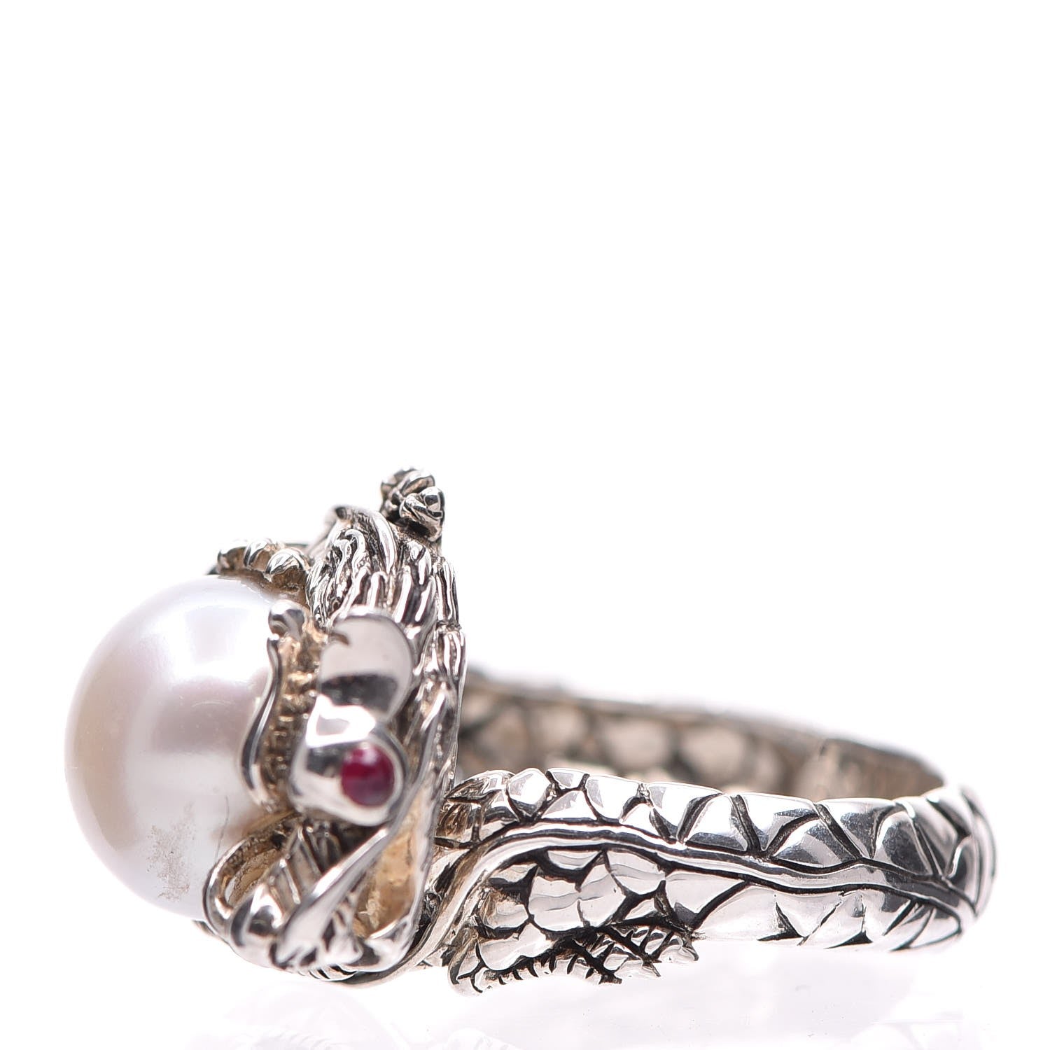 John Hardy Sterling Silver Ruby Black Sapphire Pearl Legends Naga Small Dragon Ring 54.5 7 3 of 5