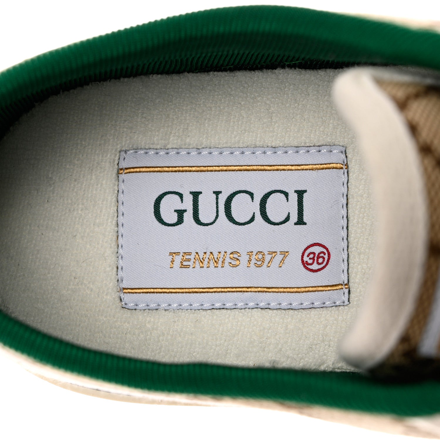 Gucci GG Monogram Web Womens 1977 Tennis Sneakers 36 Beige Ebony Mystic White 6 of 8