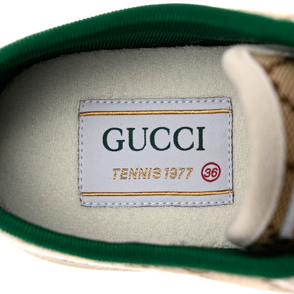 Gucci GG Monogram Web Womens 1977 Tennis Sneakers 36 Beige Ebony Mystic White 6 of 8