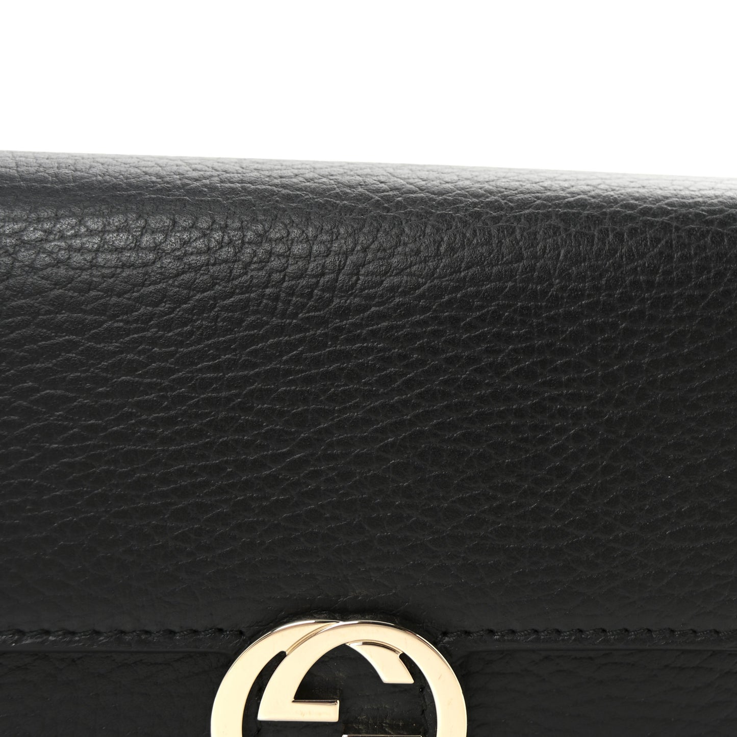 Dollar Calfskin Interlocking G Chain Wallet Black