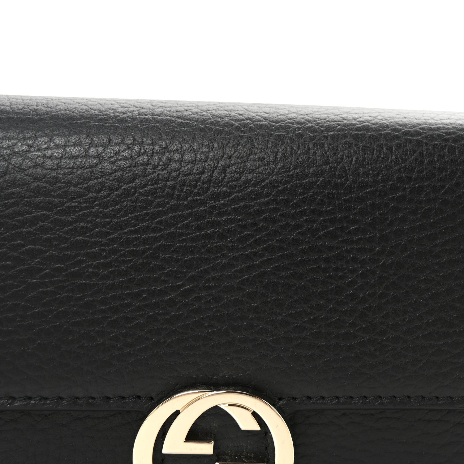 Gucci Dollar Calfskin Interlocking G Chain Wallet Black 7 of 9