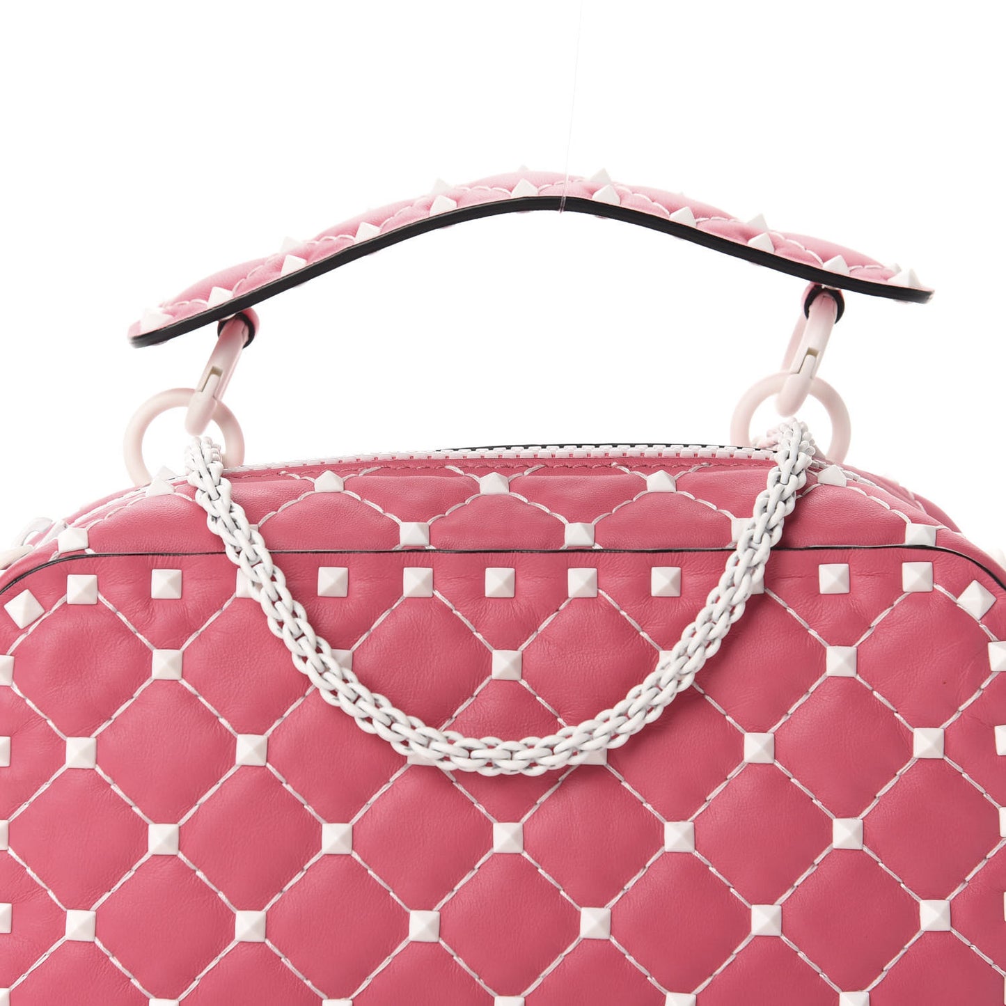 Lambskin Free Rockstud Spike Camera Bag Shadow Pink
