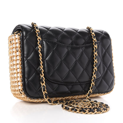 Chanel Lambskin Quilted Mini River of Pearls Flap Bag Black 3 of 10