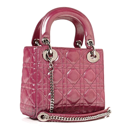 Christian Dior Metallic Lambskin Cannage Mini Lady Dior Rose Cherie 3 of 9