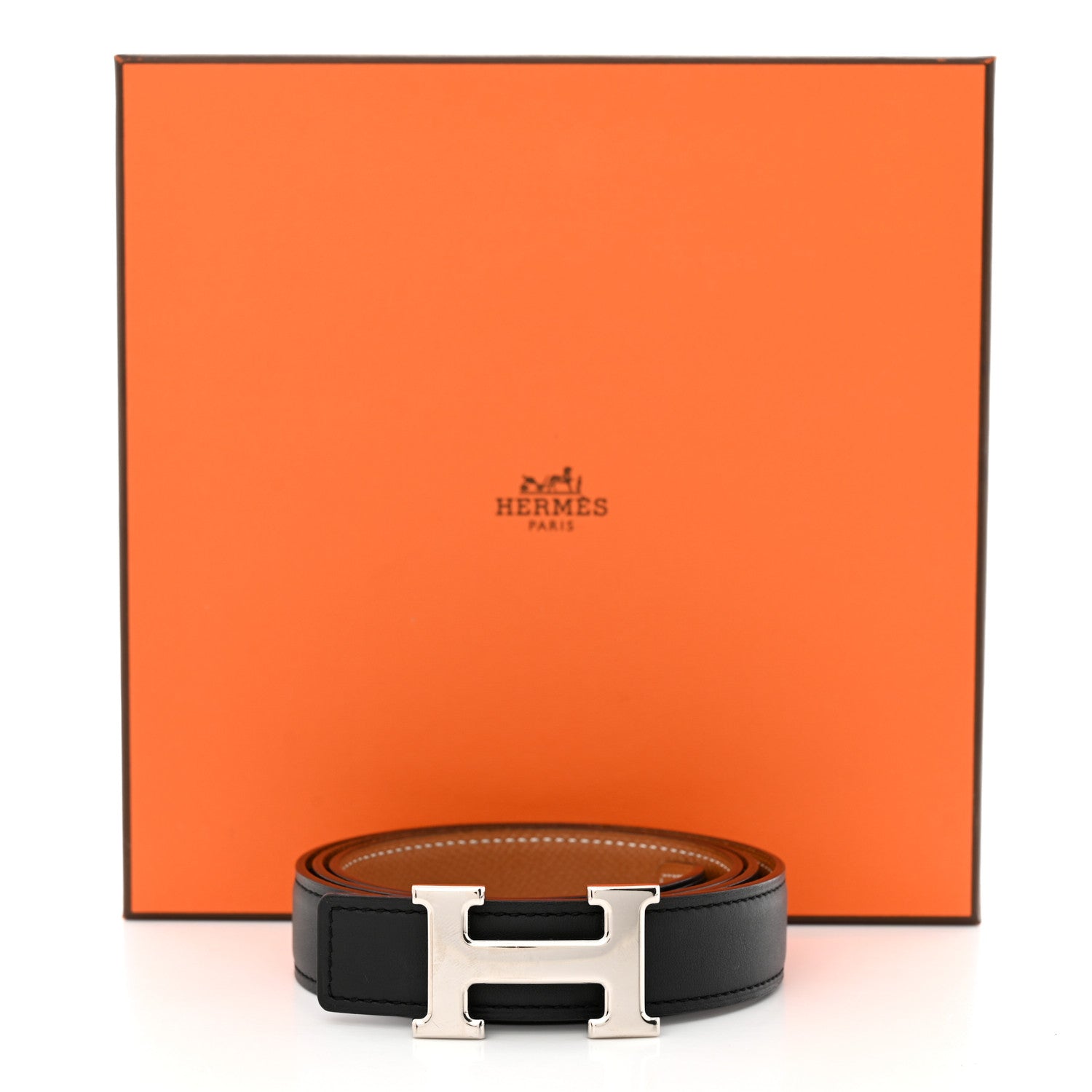 Hermes Swift Epsom 32mm H Belt 85 34 Black Gold 11 of 11