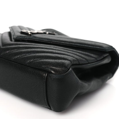 Saint Laurent Sheepskin Matelasse Chevron Monogram Medium College Bag Black 8 of 12