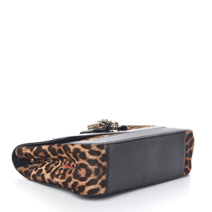 Christian Louboutin Pony Hair Leopard Print Sweet Charity Shoulder Bag Black 4 of 10