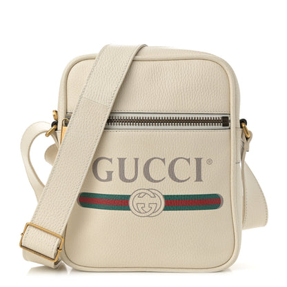 Gucci Grained Calfskin Logo Messenger Bag White 1 of 14